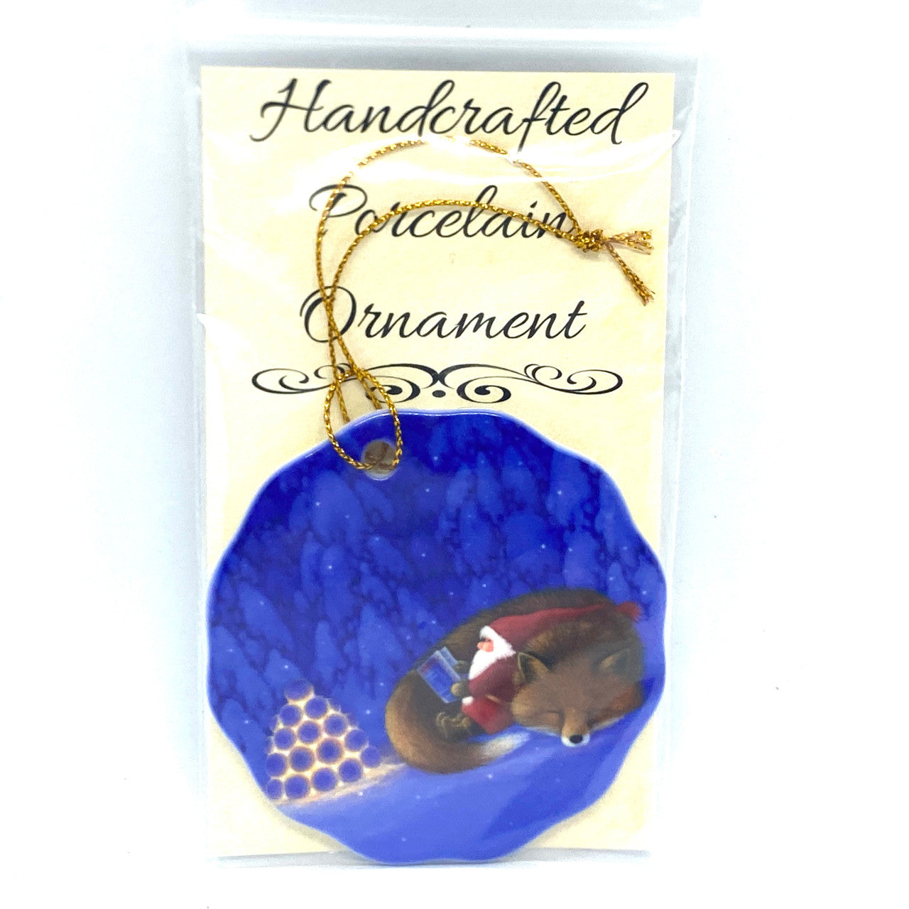 Fox and Tomten Ceramic Ornament