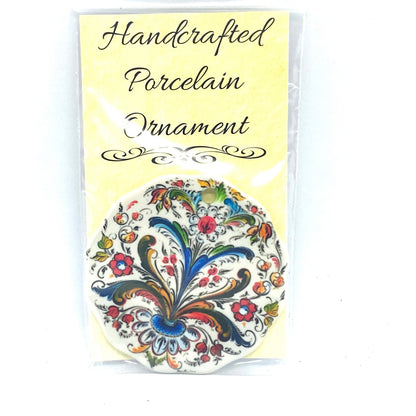 Lise Lorentzen White Rosemaling Ceramic Ornament