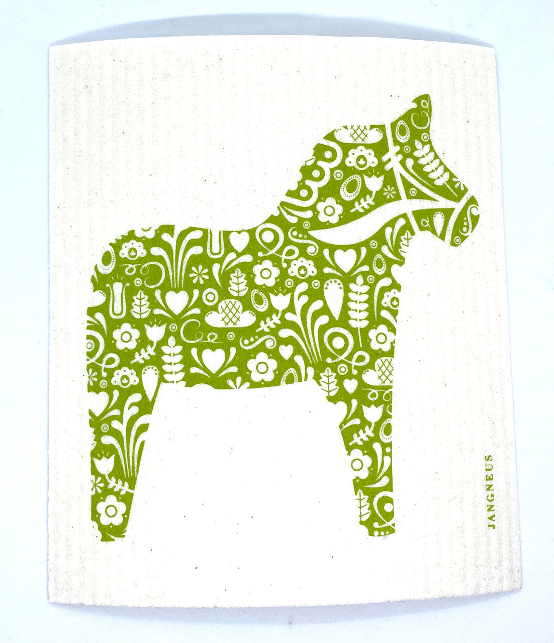 Green Dala Horse Swedish Dishcloth