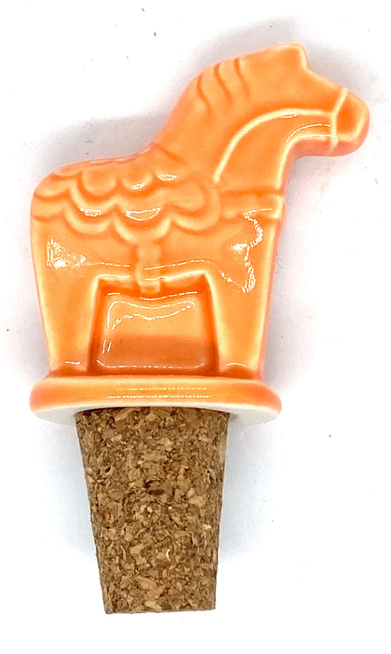 Orange Ceramic Dala Horse Bottle Cork