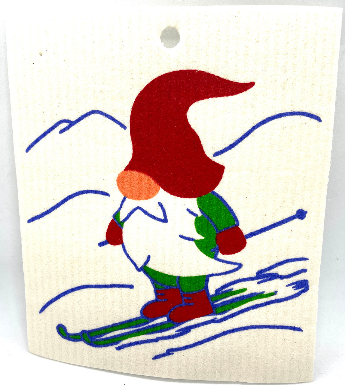 Skiing Gnome Swedish Dishcloth