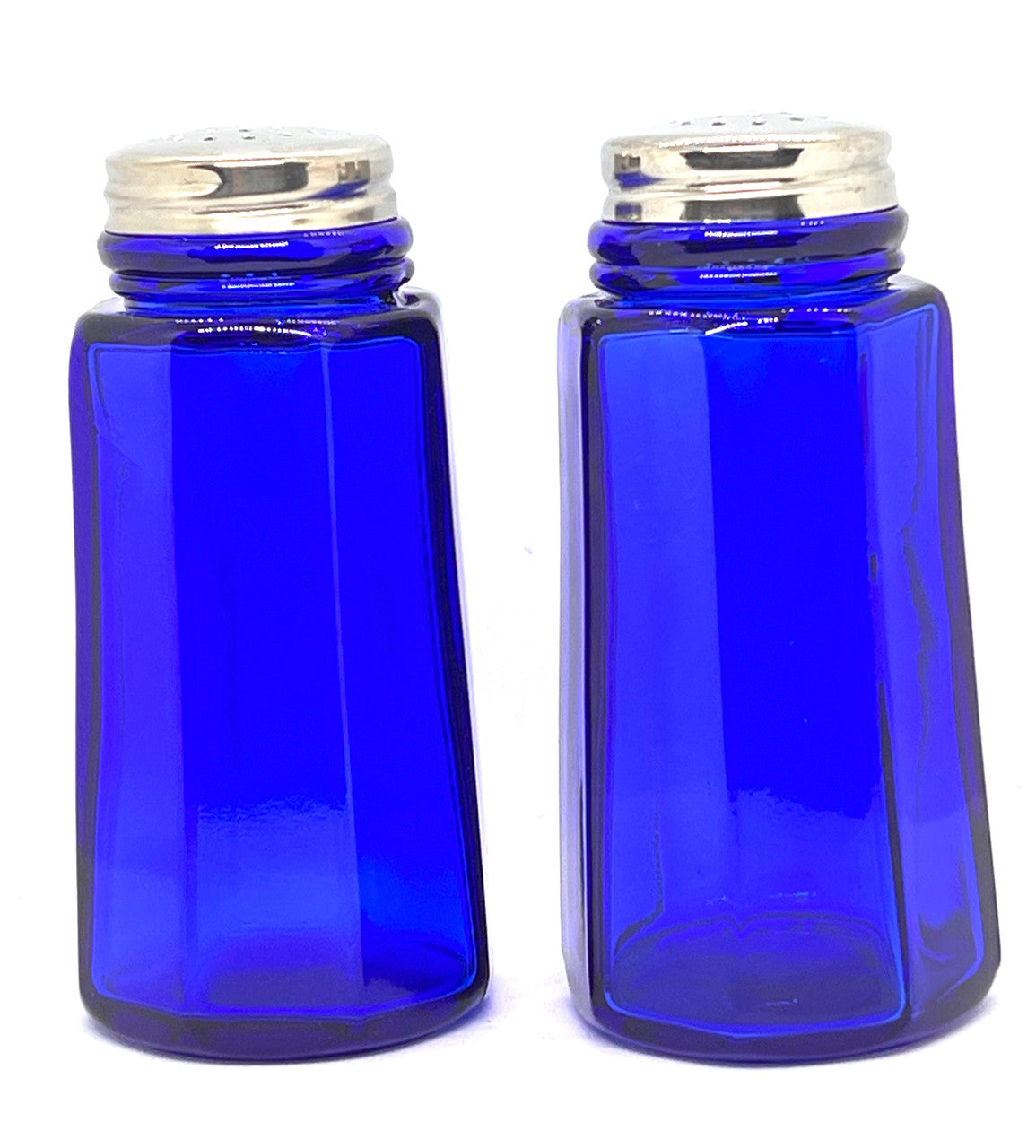 Al Johnson's Blue Glass Salt & Pepper Set