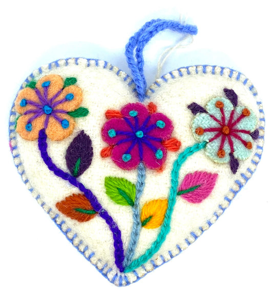 Flower Heart Felt Ornament