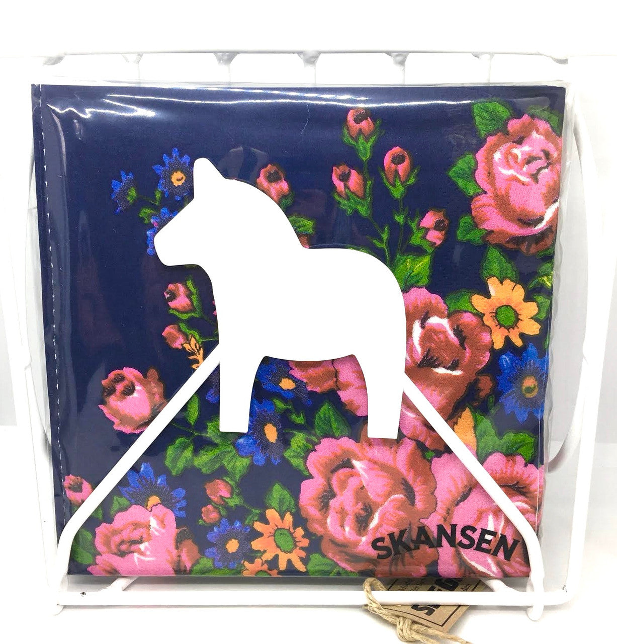 Folding White Dala Horse Napkin Holder