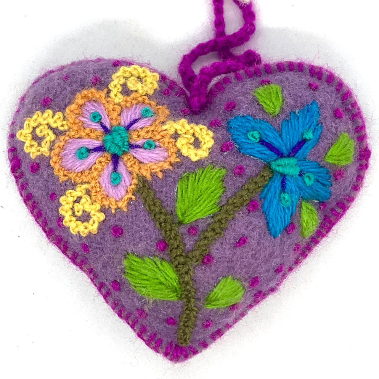 Flower Heart Felt Ornament (purple)