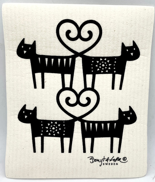 Cat Love Swedish Dishcloth