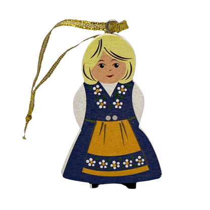 Swedish Girl Wood Ornament