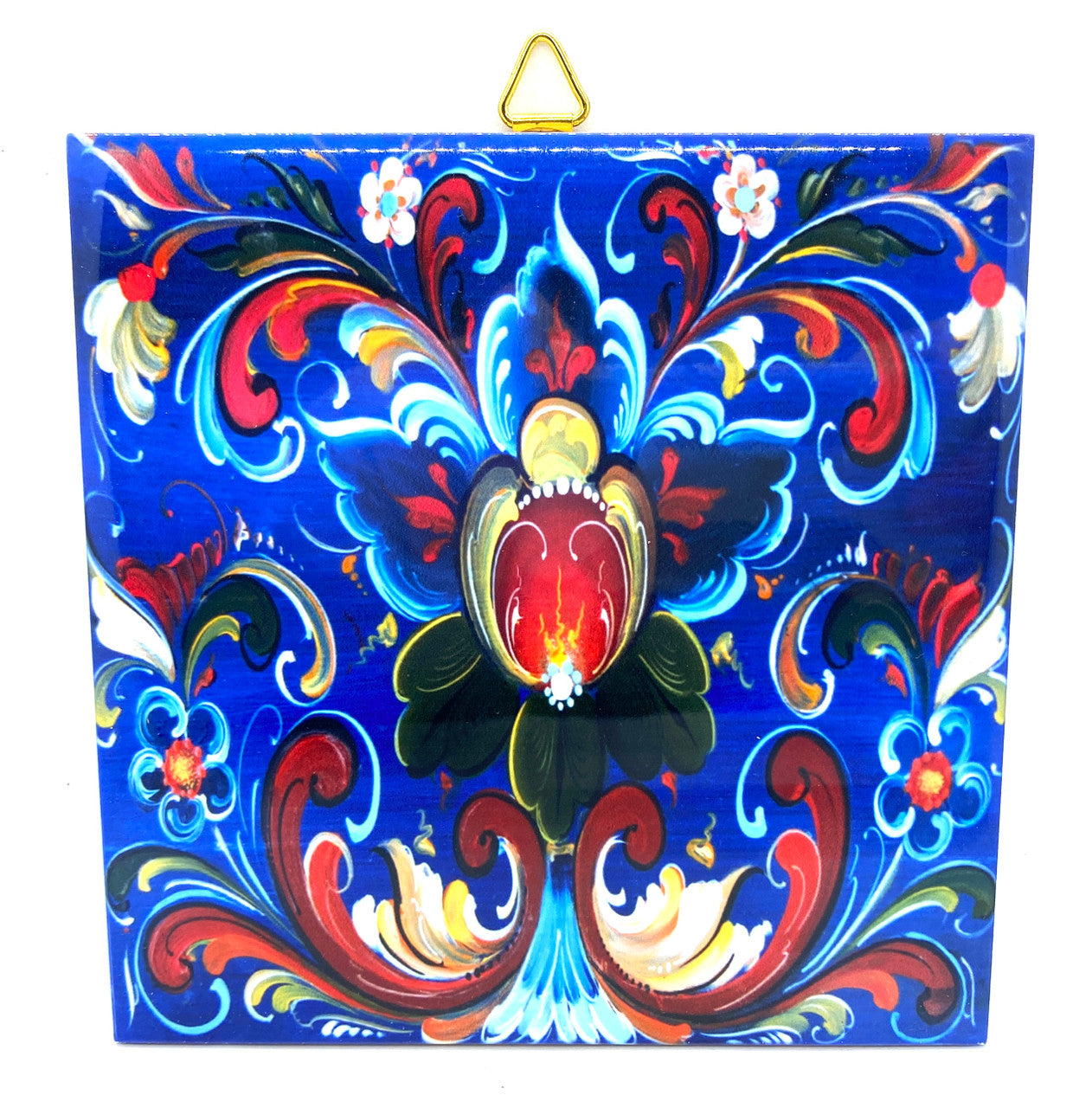 Blue Rosemaling Tile Trivet