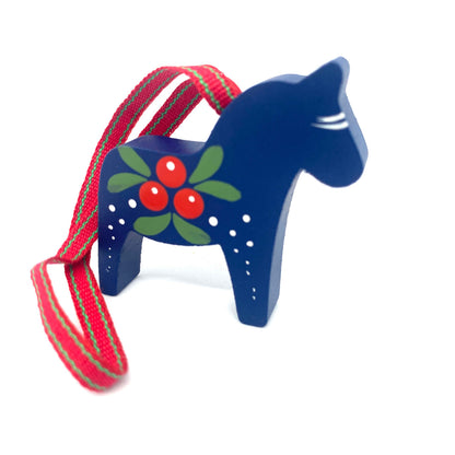 Blue Dalahorse Wood Ornament