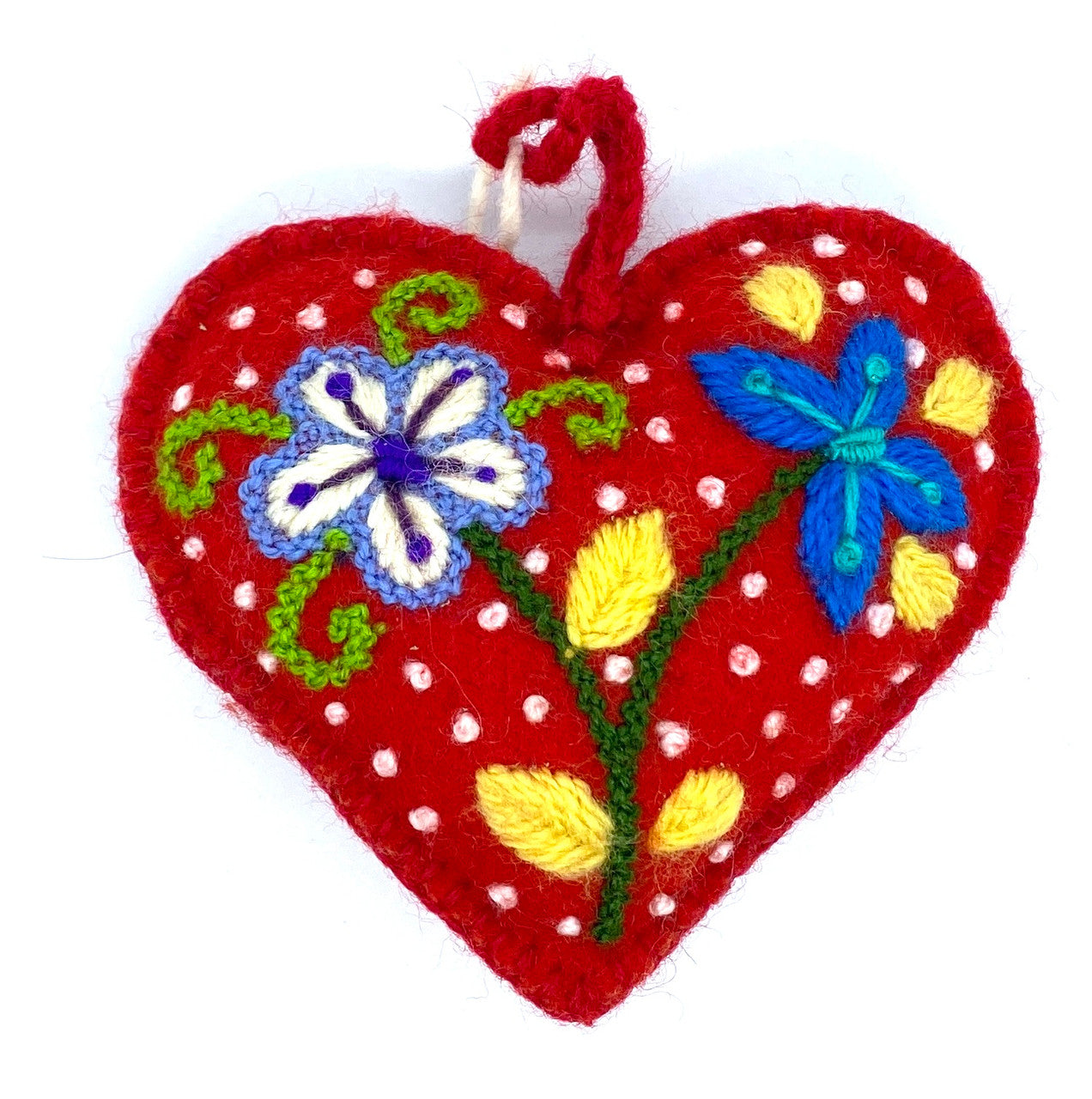 Flower Heart Felt Ornament (red)