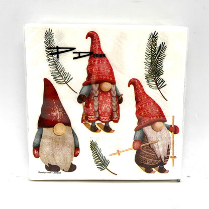Skiing Tomten Dinner Napkin