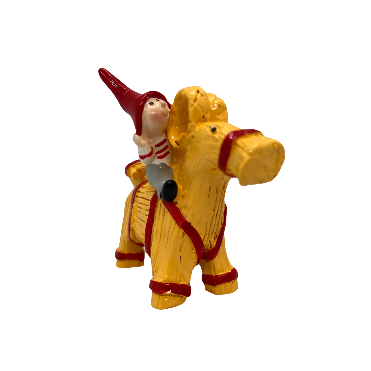 Tomten Riding a Straw Goat Statue