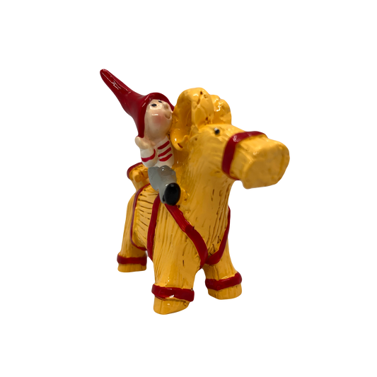 Tomten Riding a Straw Goat Statue