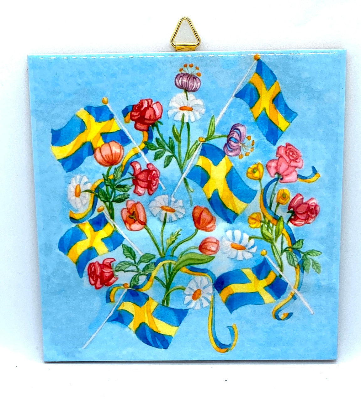 Sweden Flags & Flowers Tile Trivet