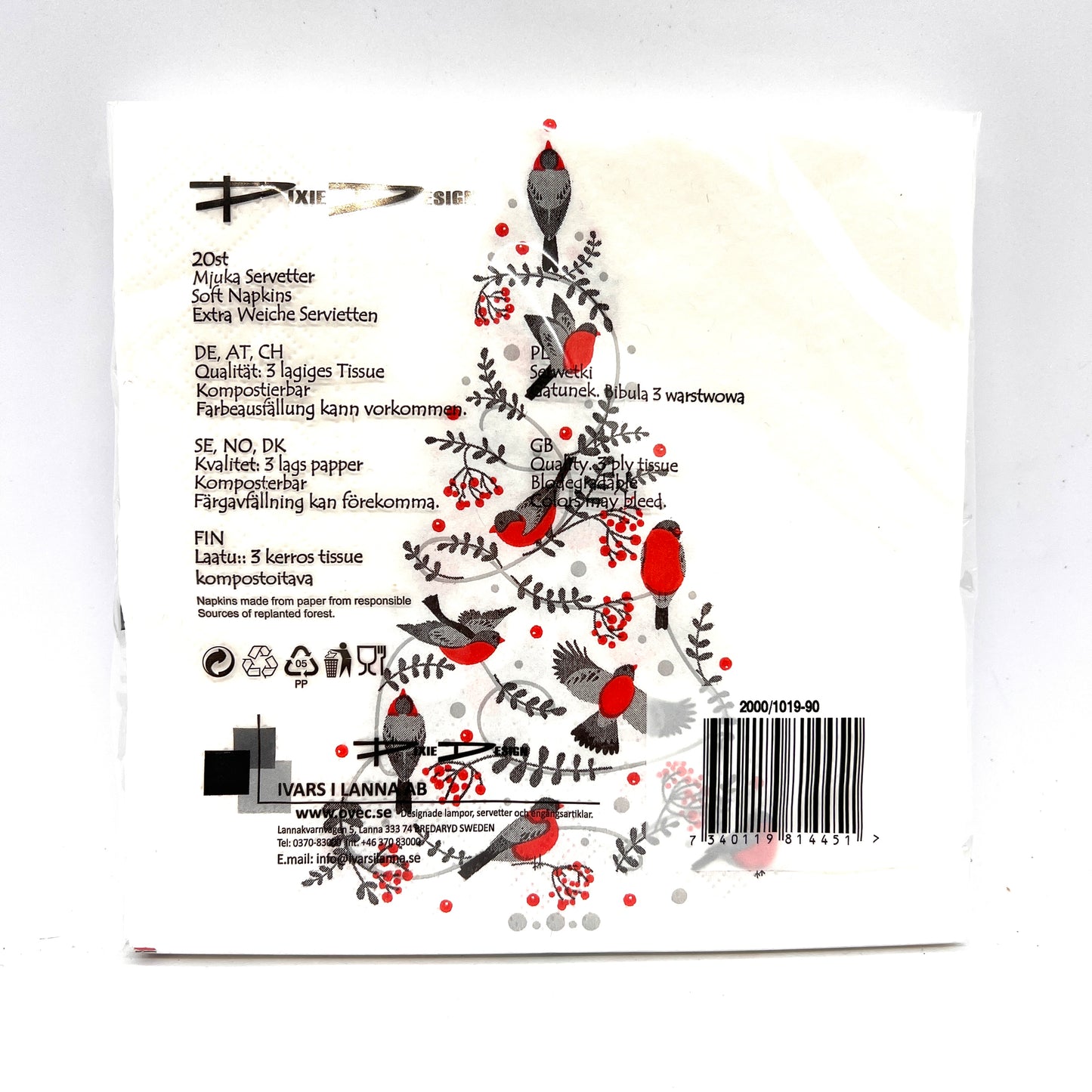 Tree and Birds White Dinner Napkins