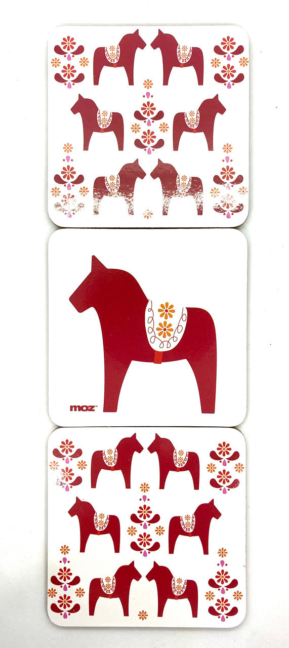 Dala Horse 6-pack Coasters (Red)