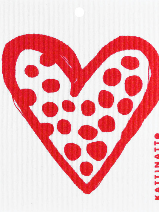 Polka Heart Swedish Dishcloth