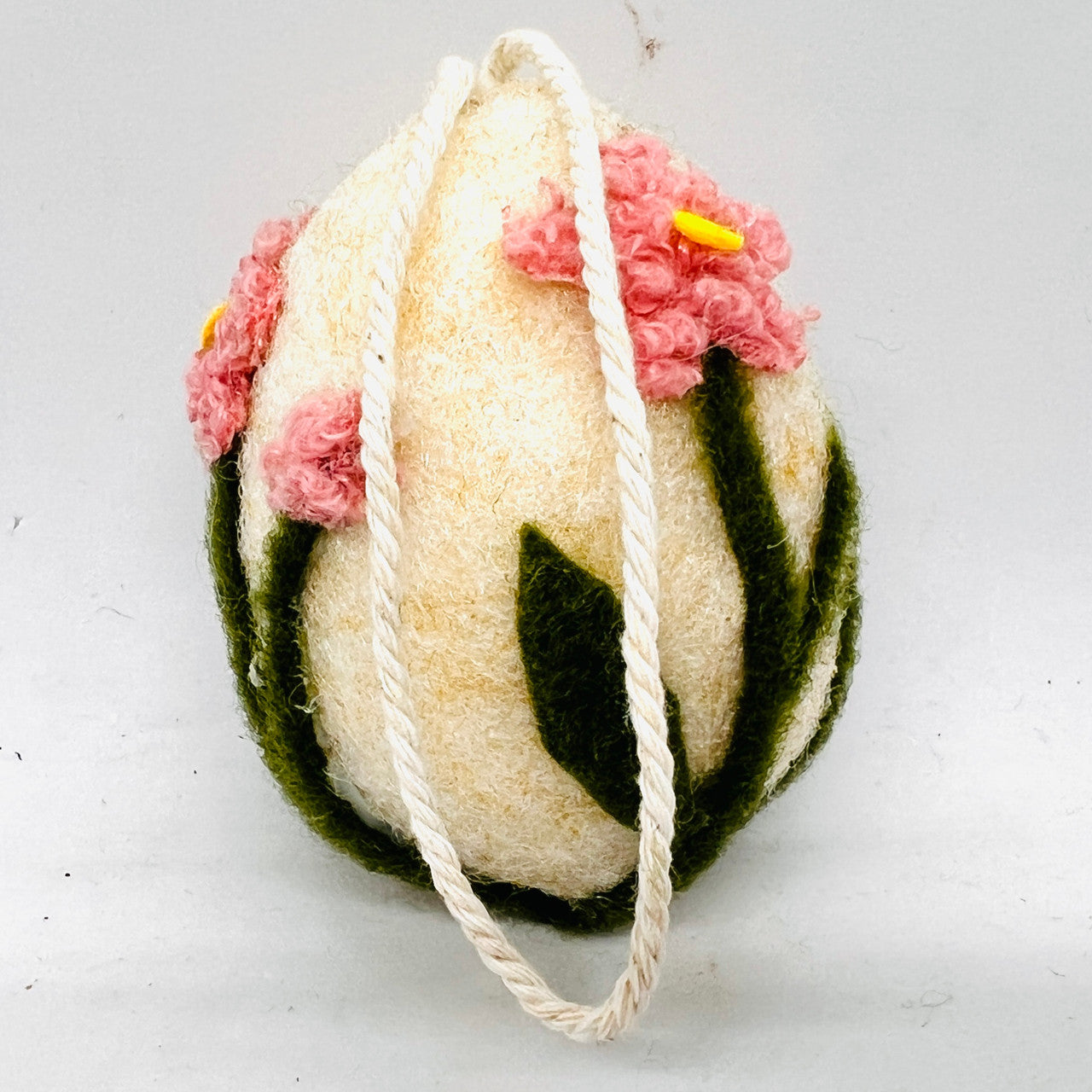 Pink Flower Felt Egg Ornament