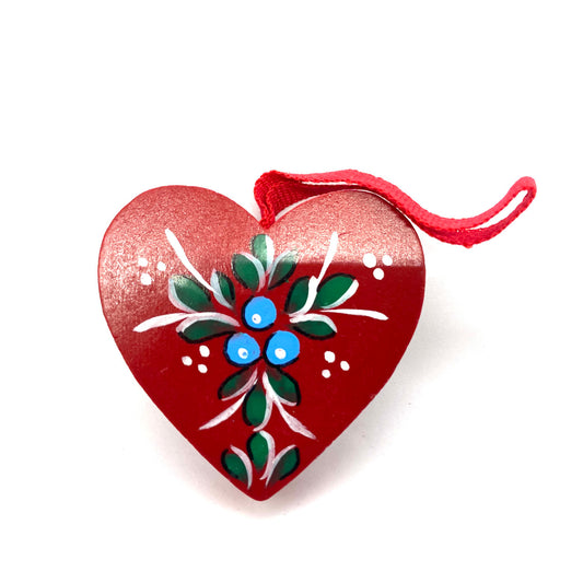 Blue Berry Heart Wood Ornament
