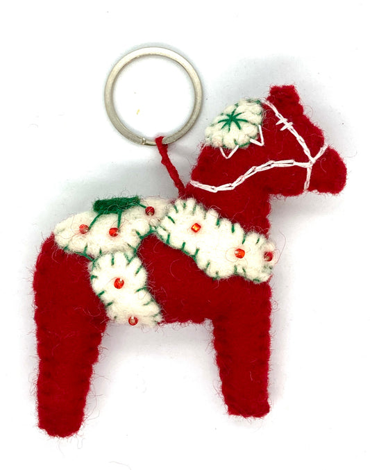 Felt Dala Horse Key Ring
