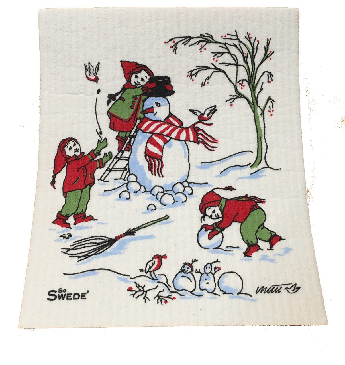 Snowman Making Swedish Dishcloth