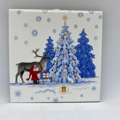 Santa Sled, Reindeer, & Bunny Tile Trivet