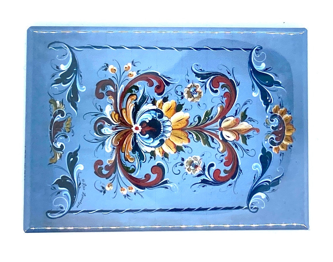 Lise Lorentzen Blue Rosemaling Magnet