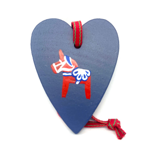 Dala Horse Heart Wood Ornament