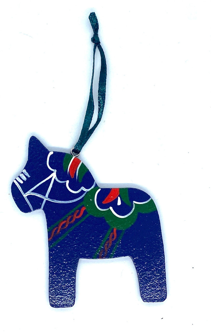 Blue Dalahorse Wood Ornament