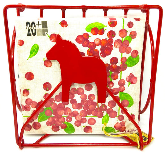 Folding Red Dala Horse Napkin Holder