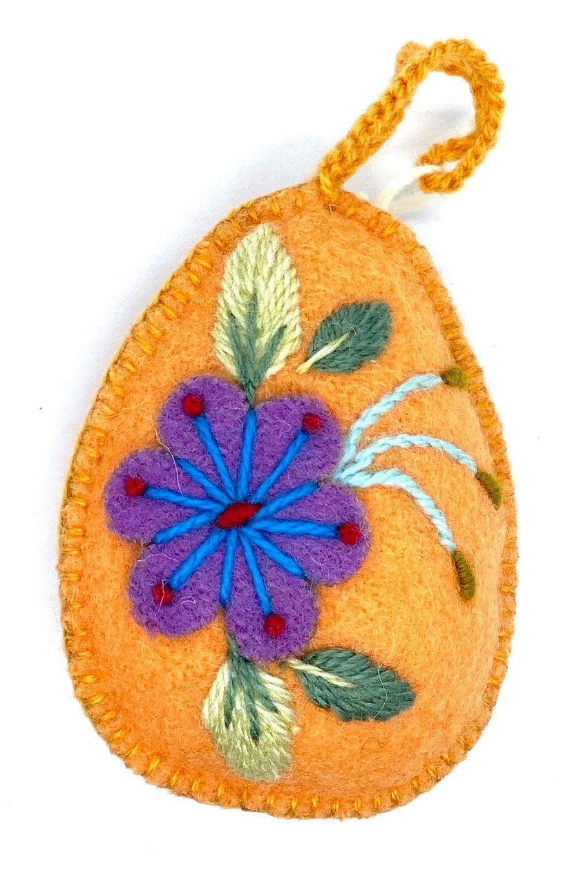 Flower Egg Felt Ornament (orange)