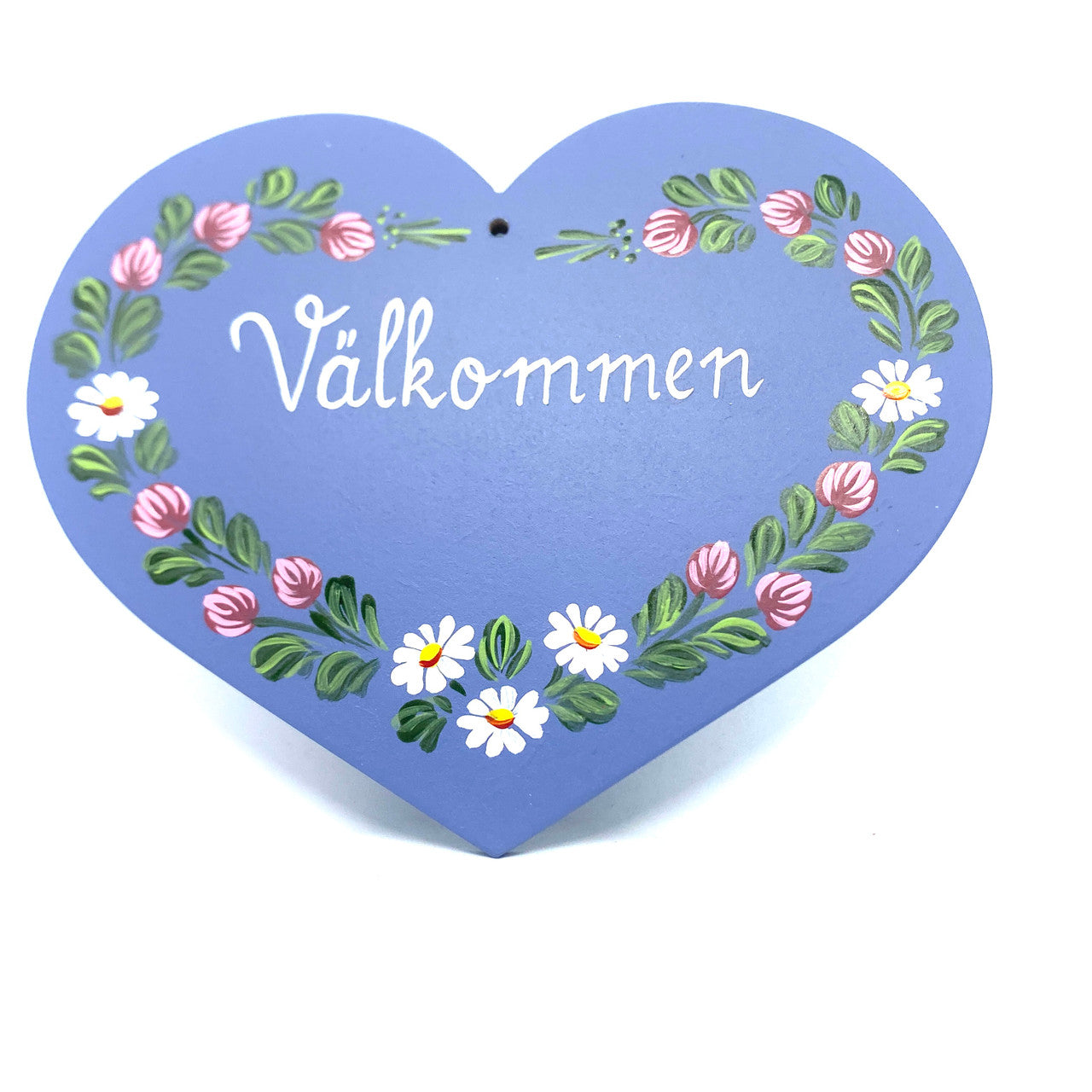 Välkommen Flower Heart Folk Art Sign