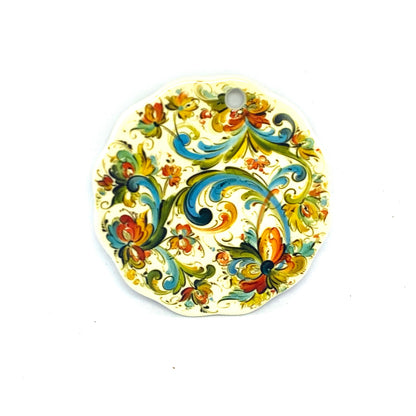 Lise Lorentzen Cream Rosemaling Ceramic Ornament