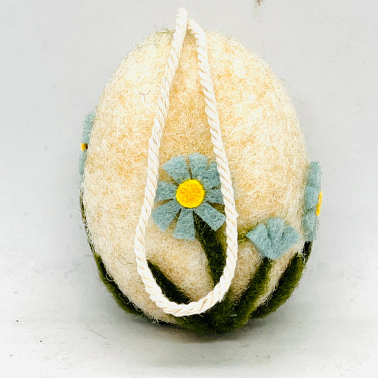 Blue Flower Felt Egg Ornament