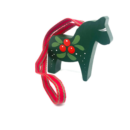 Green Dalahorse Wood Ornament