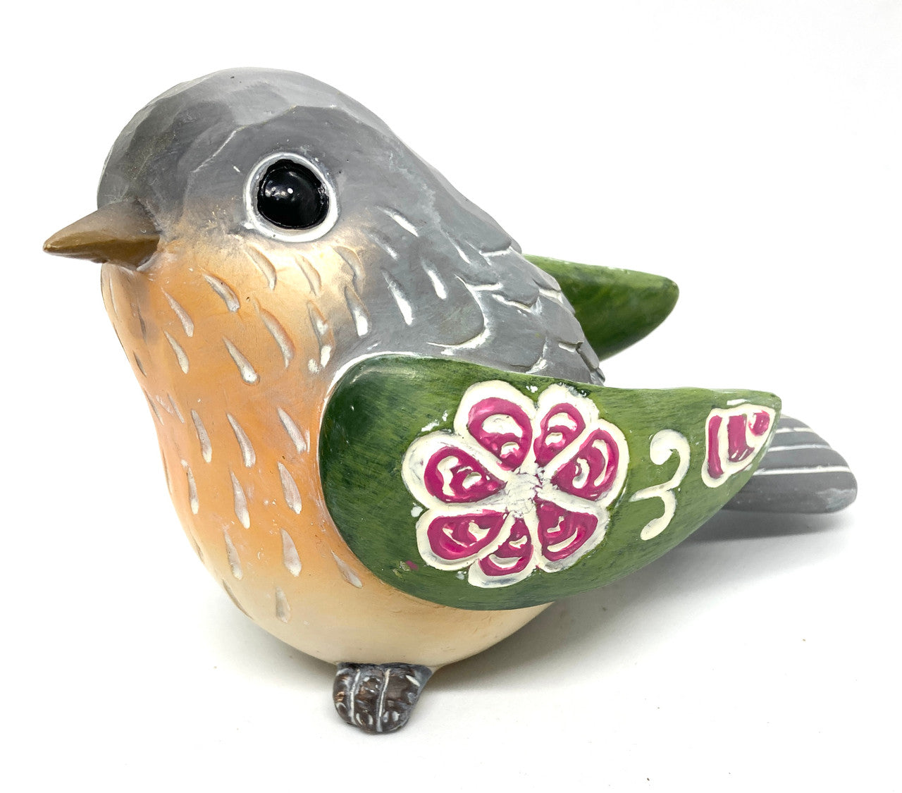 Resin Sitting Bird (Green Wings)