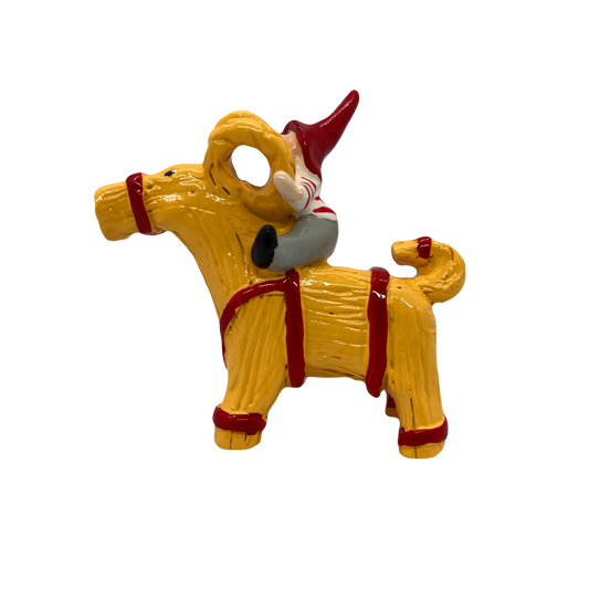 Tomten Riding a Straw Goat Statue
