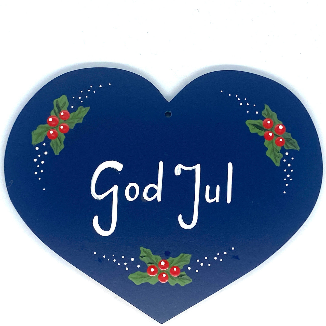 Blue God Jul Lingonberry Heart Sign