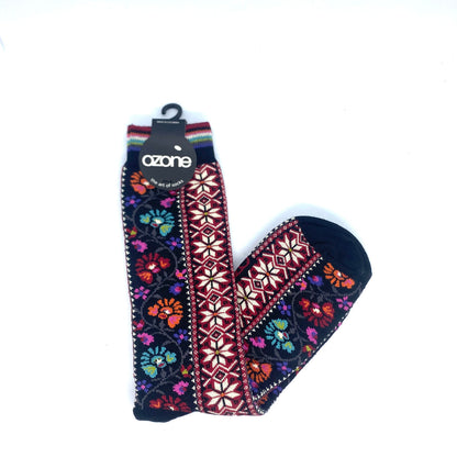 Ozone Nordic Floral Socks (Black)