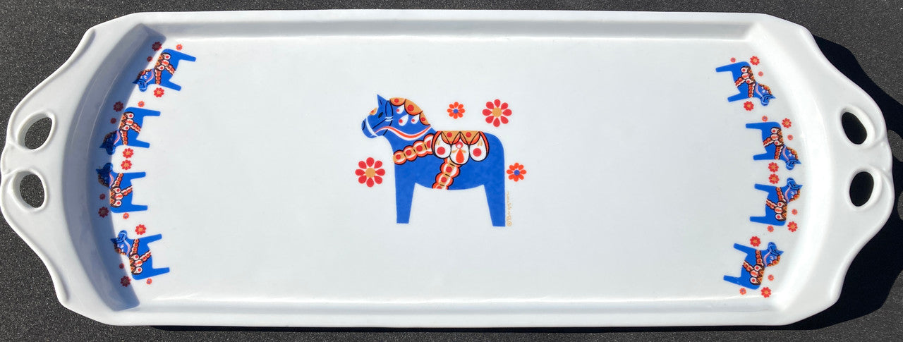 Dala Horse Ceramic Almond Cake Serving Tray