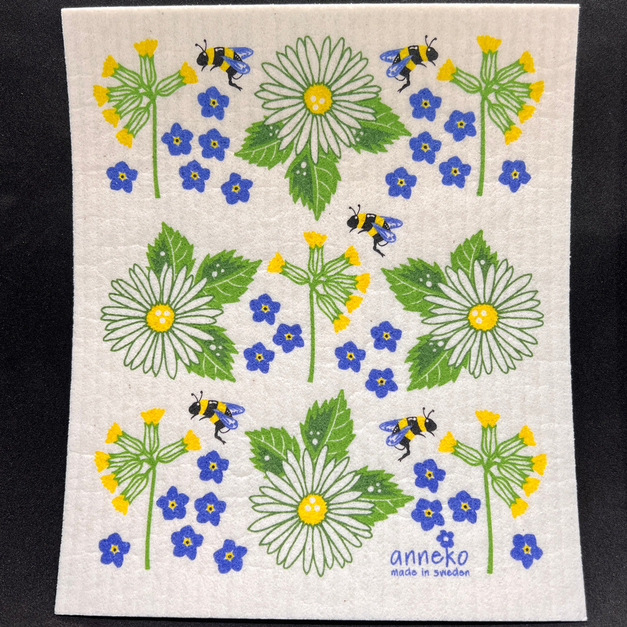 Flowers and Bees Swedish Dishcloth