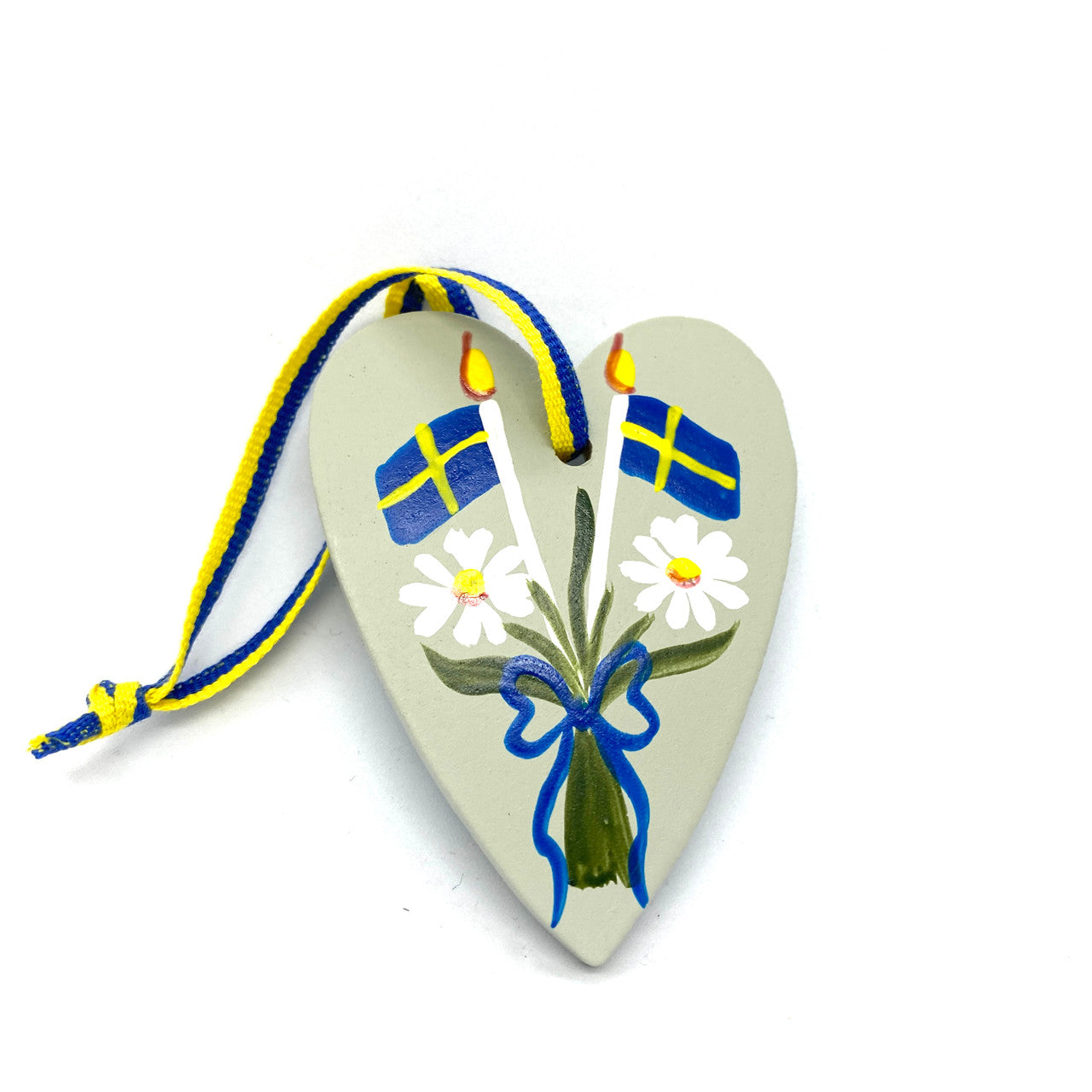 Sweden Flag Heart Wood Ornament