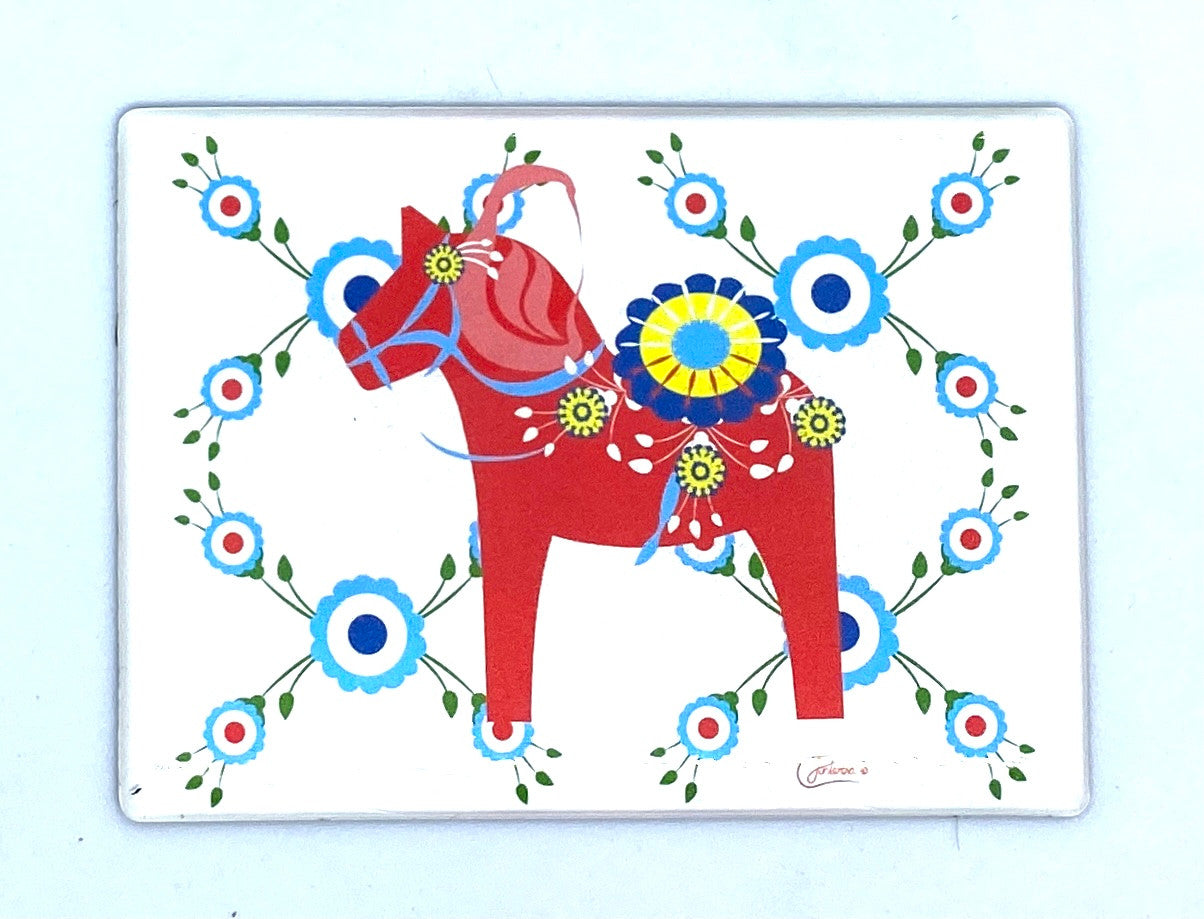 Floral Dalahorse Sweden Magnet