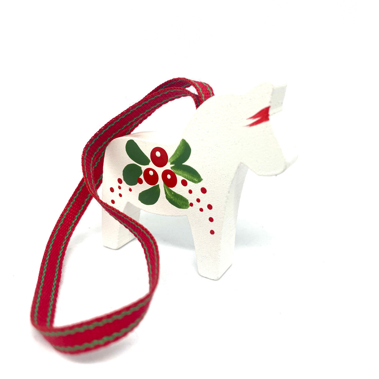 White Dalahorse Wood Ornament