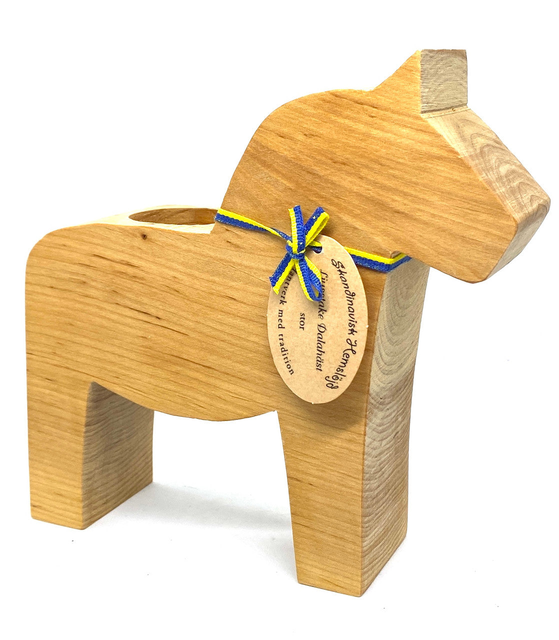 Wood Dala Horse Candle Holder (large)
