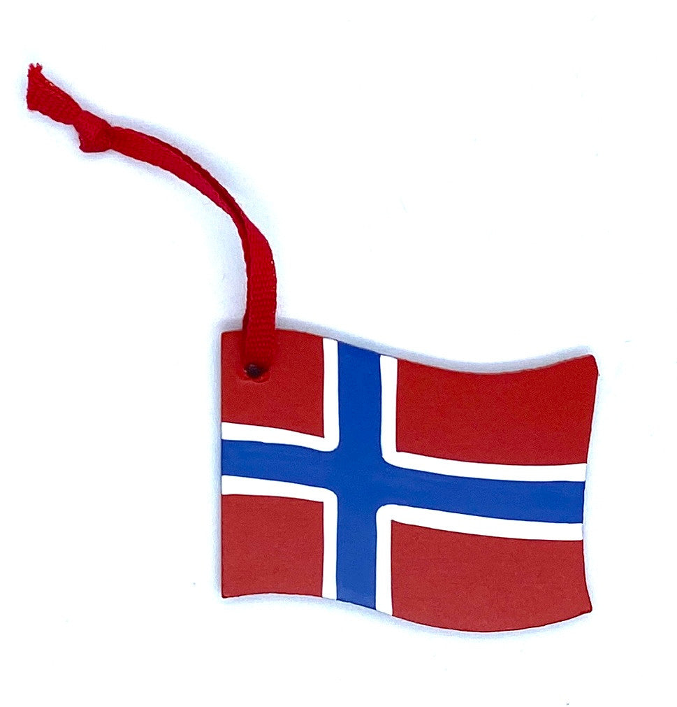 Norwegian Flag Wood Ornament