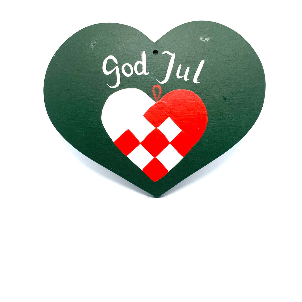 God Jul Heart Folk Art Sign