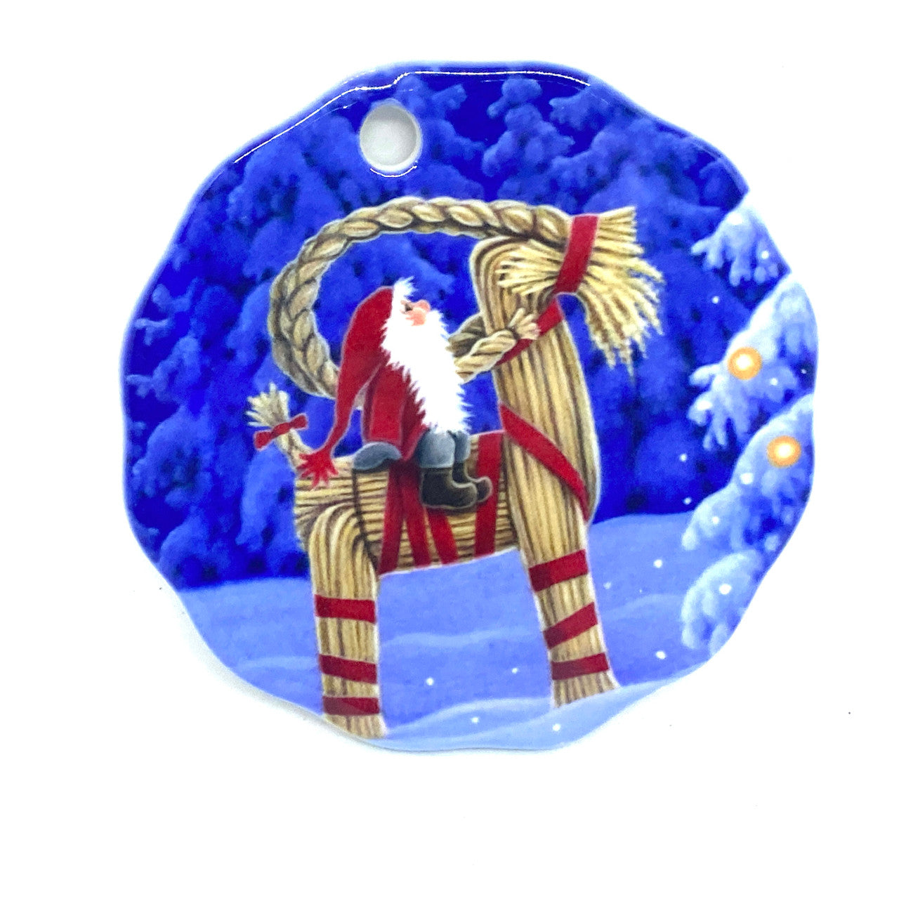 Straw Goat Ceramic Ornament