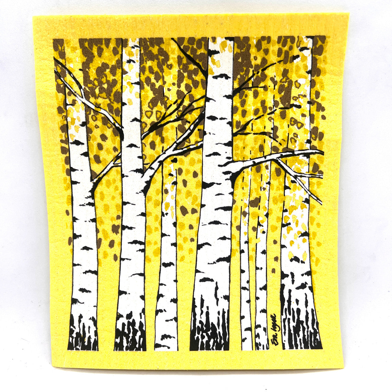 Fall Birches Swedish Dishcloth
