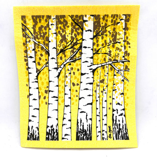 Fall Birches Swedish Dishcloth